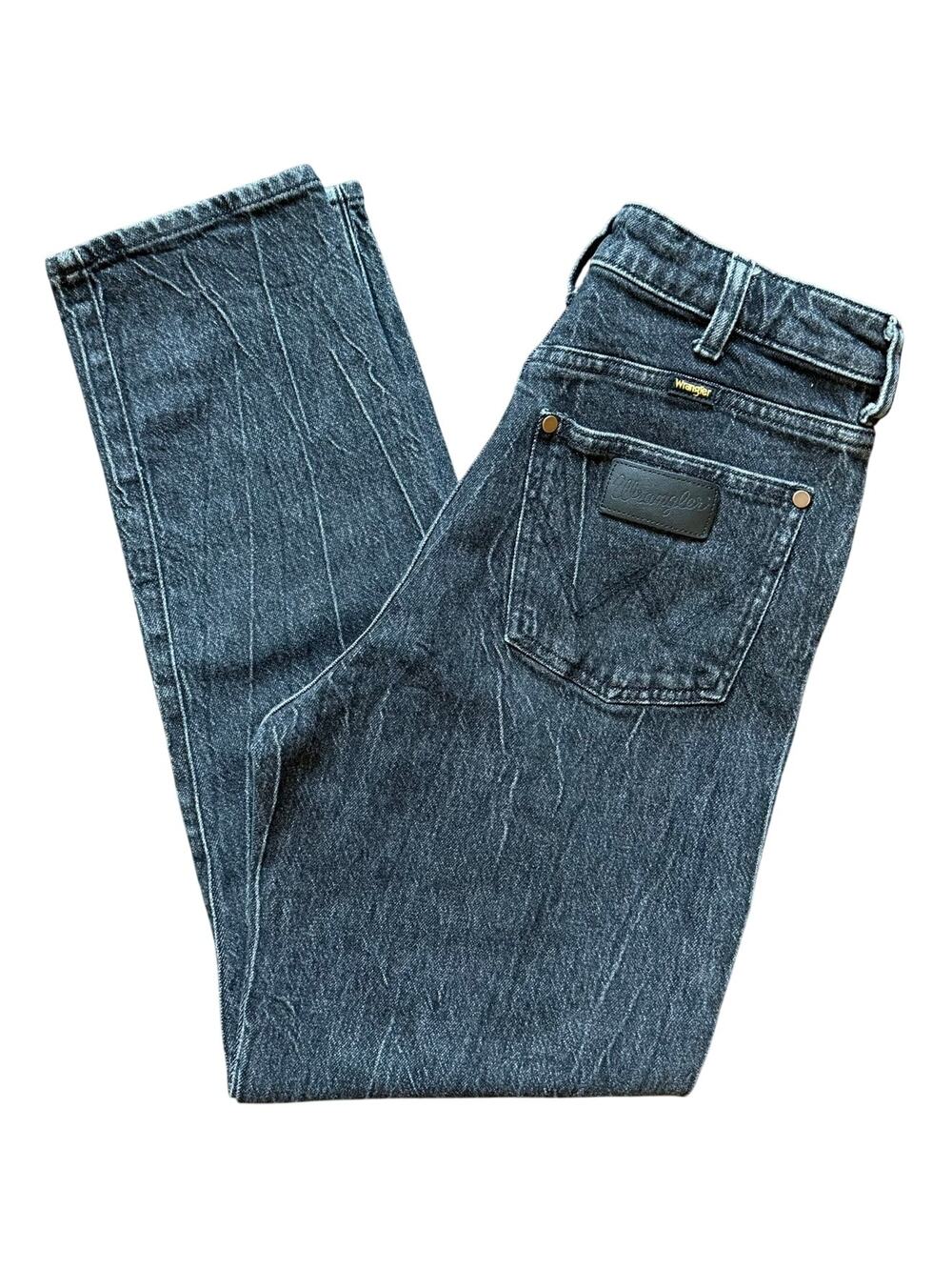 Wrangler Women’s Mom Jeans 28x28 High Rise Tapered Leg Black Wash Western